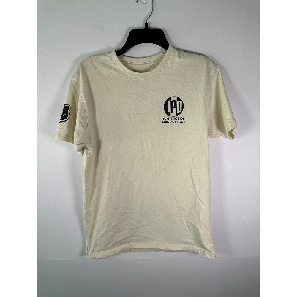 IPD T-Shirt Mens M Huntington Boardriders Club Beach Graphic Cream Surf Logo